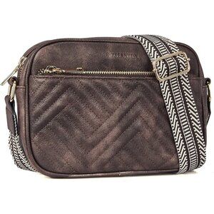 Women Coffee Imported Vegan Leather Quilted Small Shoulder Crossbody Handbags